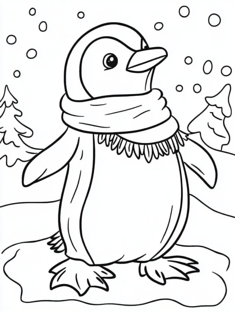 Pinguin De Colorat Pentru Copii Foi De Imprimare Gratuite