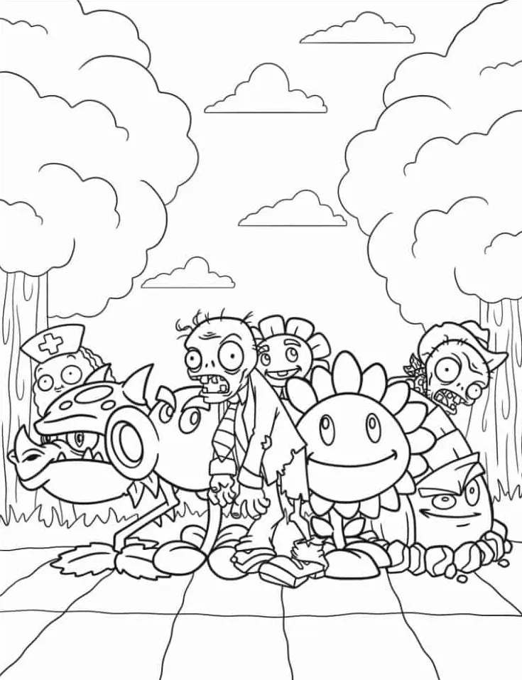 98 Plants Vs. Zombies Coloring Pages For Kids - SSColoring