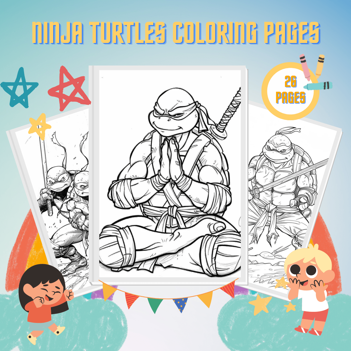JUFYVO - Lot De 4 Masques Tortues Ninja En Feutre - Jeu De Rôle Pour Enfants - Idéal Fête Et Cosplay