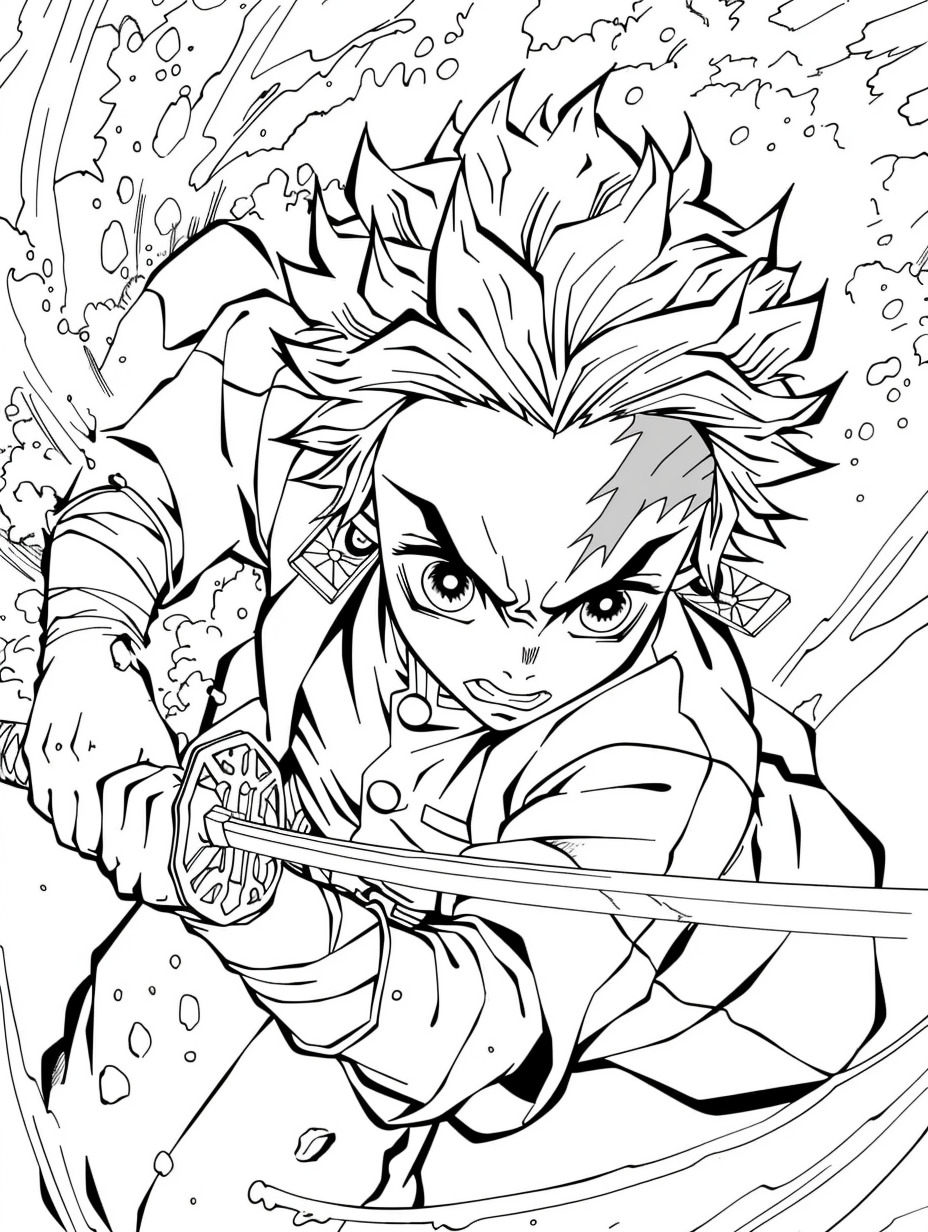 desenho para colorir anime demon slayer