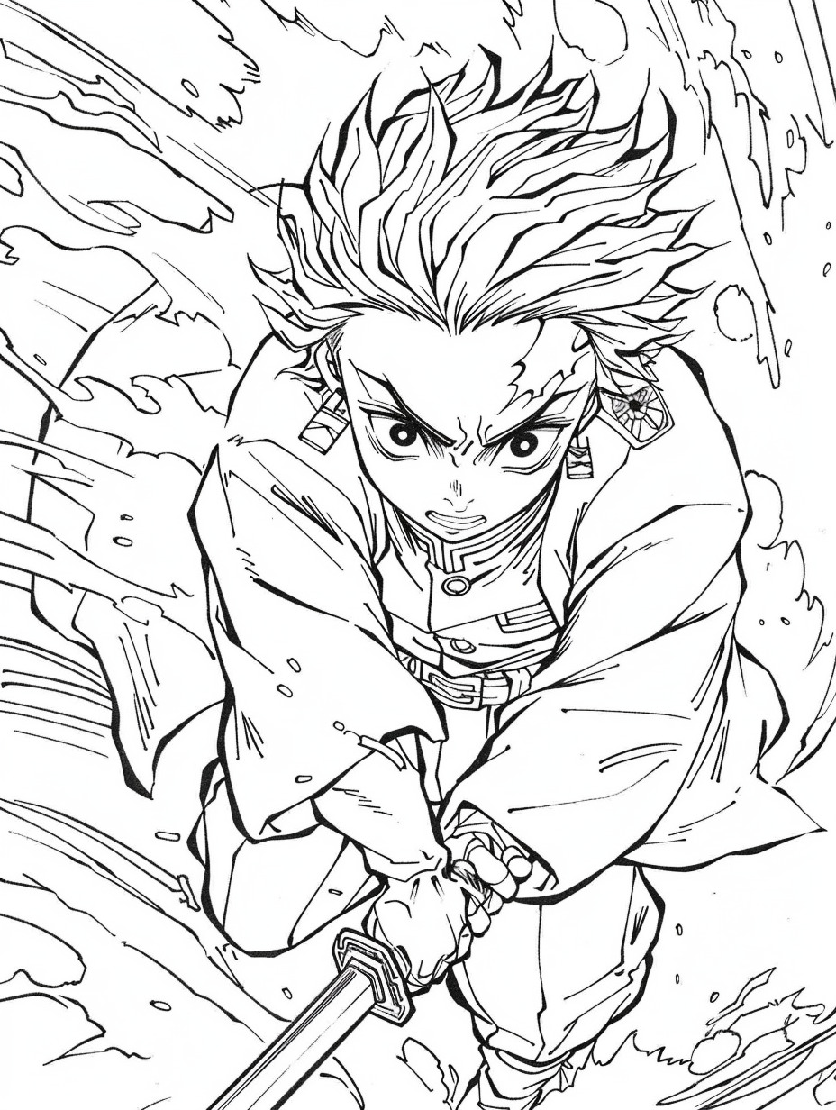 demon slayer anime coloring page