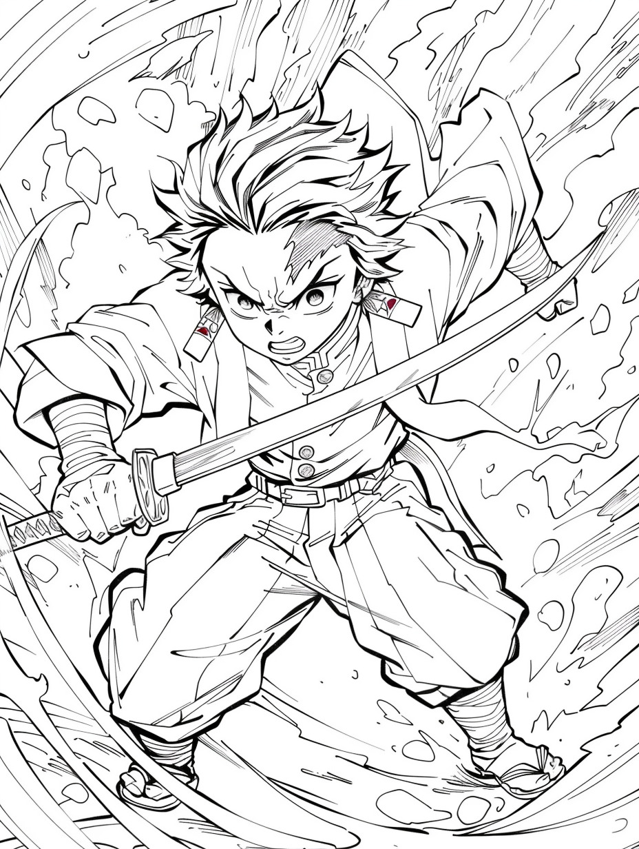 desenho para colorir demon slayer