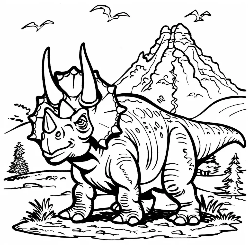 35 Triceratops ausmalbilder für Kinder – kostenlose PDF-Druckvorlagen