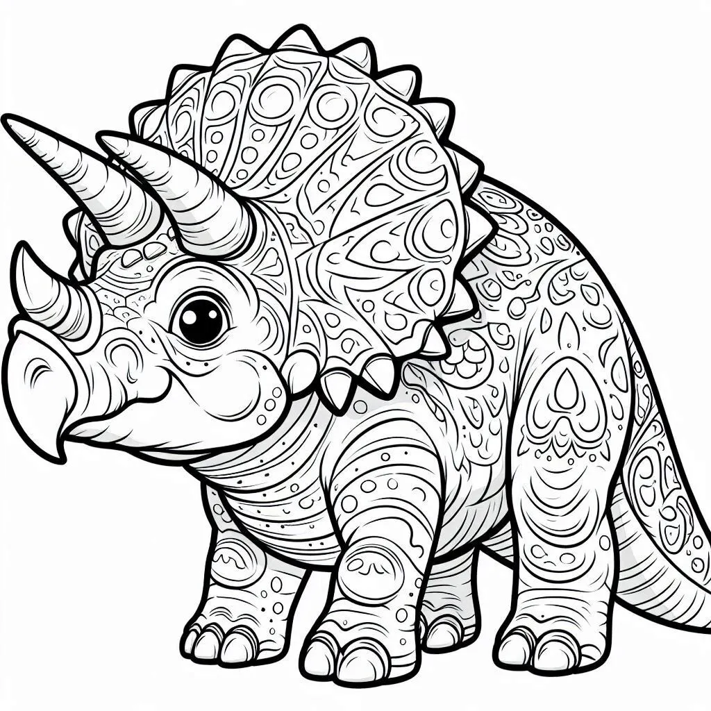 Triceratops Dinosaur Coloring Pages Free Printable