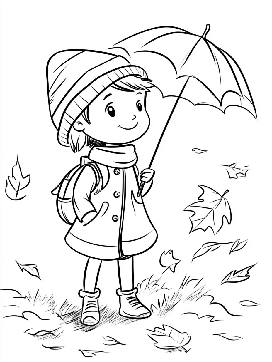 kids Autumn coloring pages