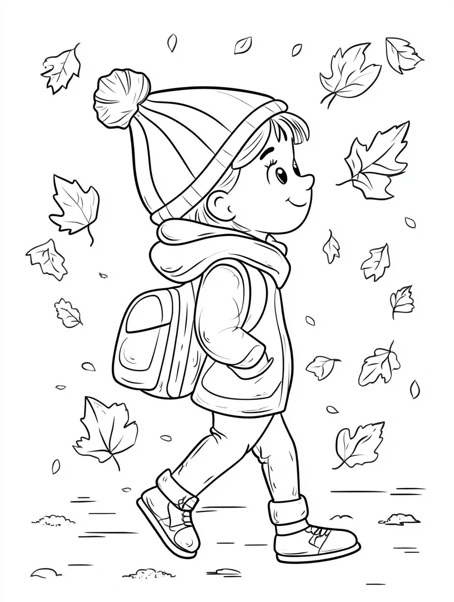 easy cute Autumn coloring pages 1