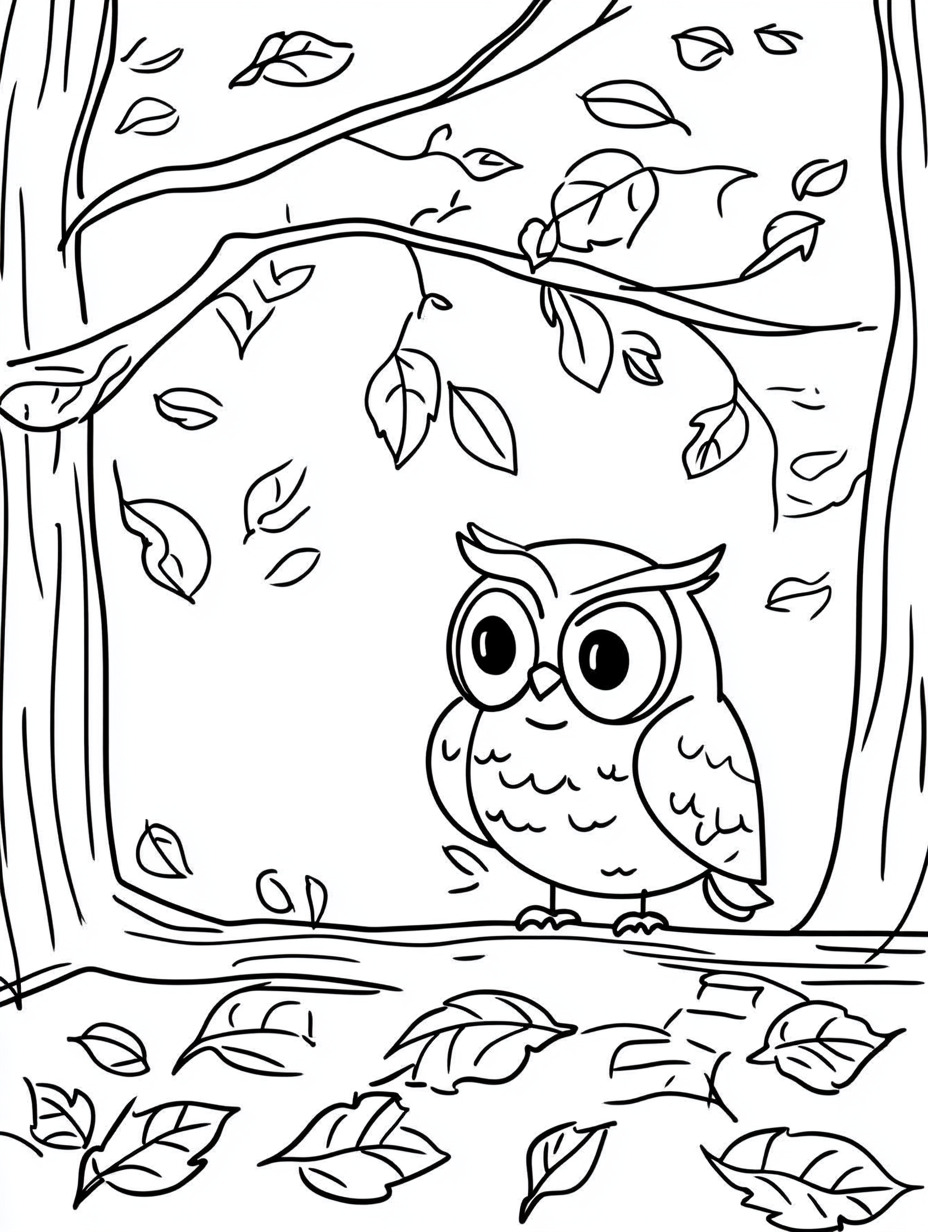 Autumn coloring pages easy