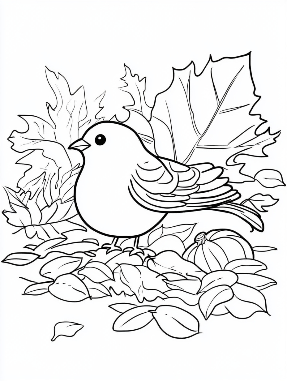 Autumn coloring book pages