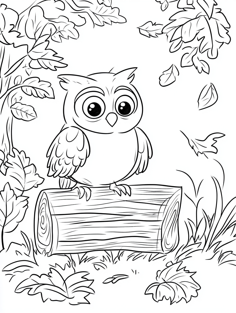 easy cute Autumn coloring pages