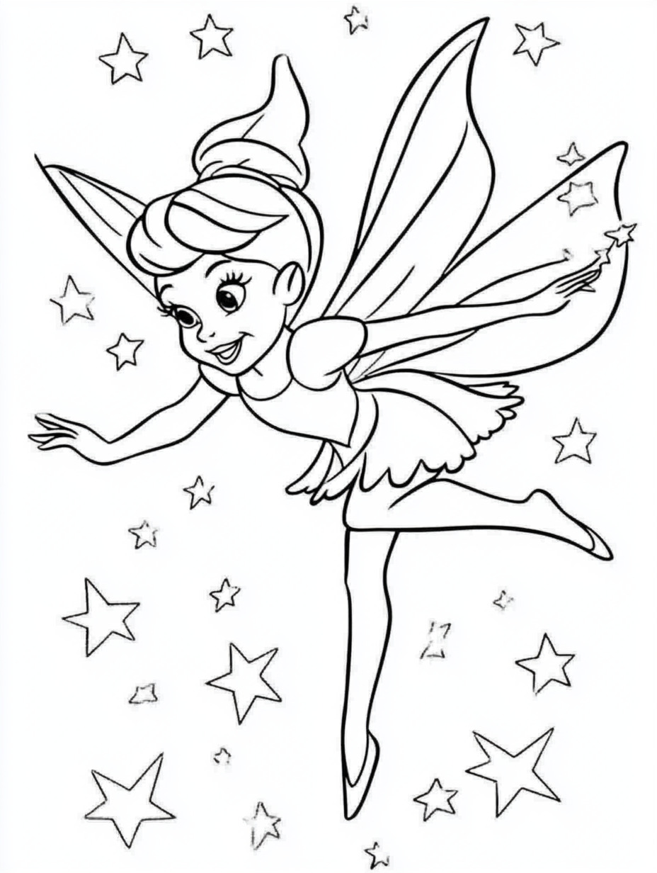 20 dibujos de Tinkerbell para colorear para niños: ¡vuela al país de Nunca Jamás!