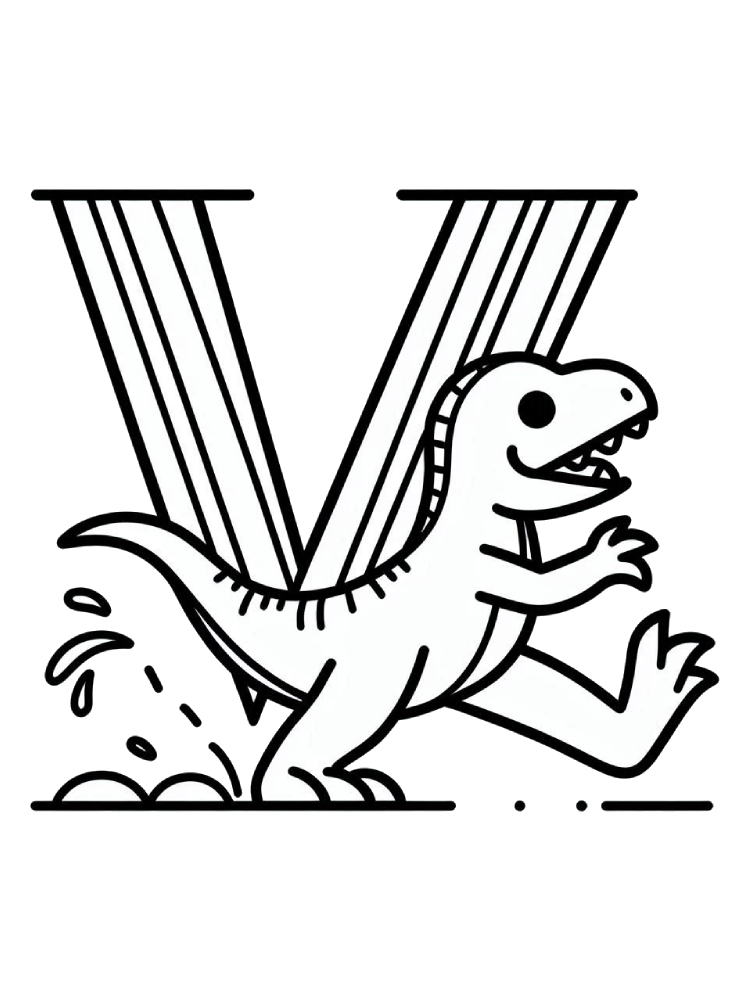 Letter V Coloring Pages 13 preschool V is Velociraptor coloring pages
