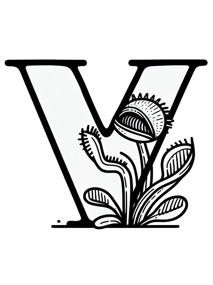 Letter V Coloring Pages 11 V is Venus Flytrap ornament coloring pages
