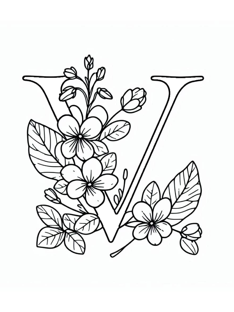 Letter V Coloring Pages 4 free printable coloring pages V is Violet Flowers