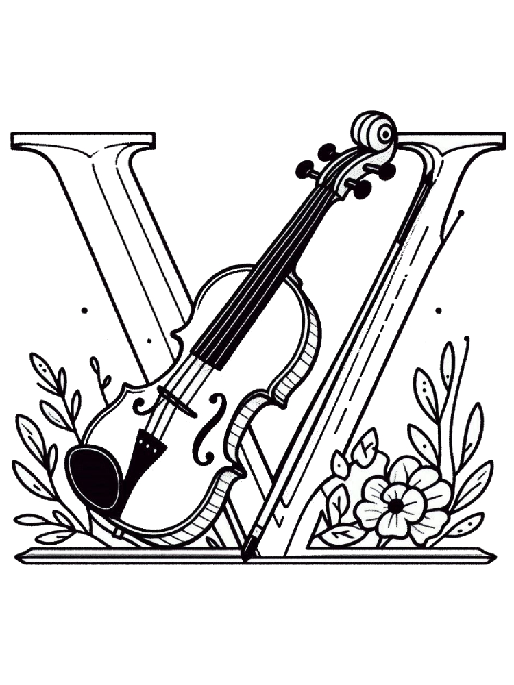 Letter V Coloring Pages 3 V is Violin coloring pages for adults easy
