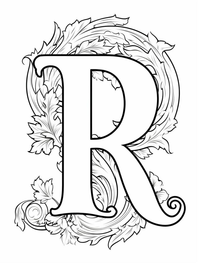 Leytra R 18 Letra R para colorear: libera al artista que llevas dentro