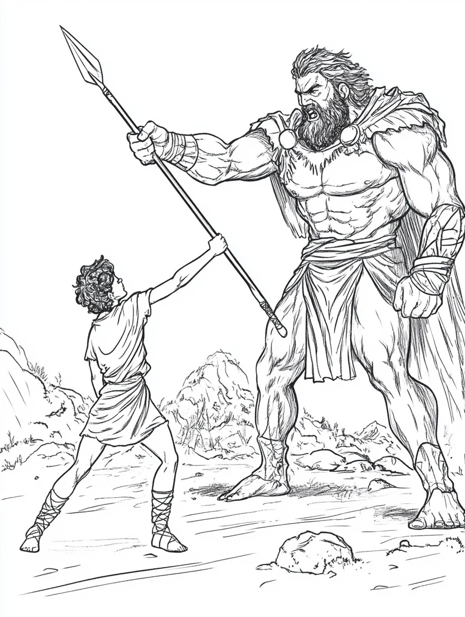 David and Goliath Coloring Pages 9 adult David and Goliath coloring pages