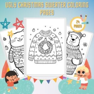 Ugly Christmas Sweater Coloring Pages thumbnail