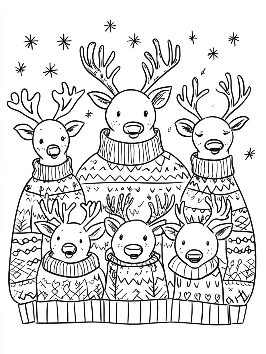 Ugly Christmas Sweater cards coloring pages 2