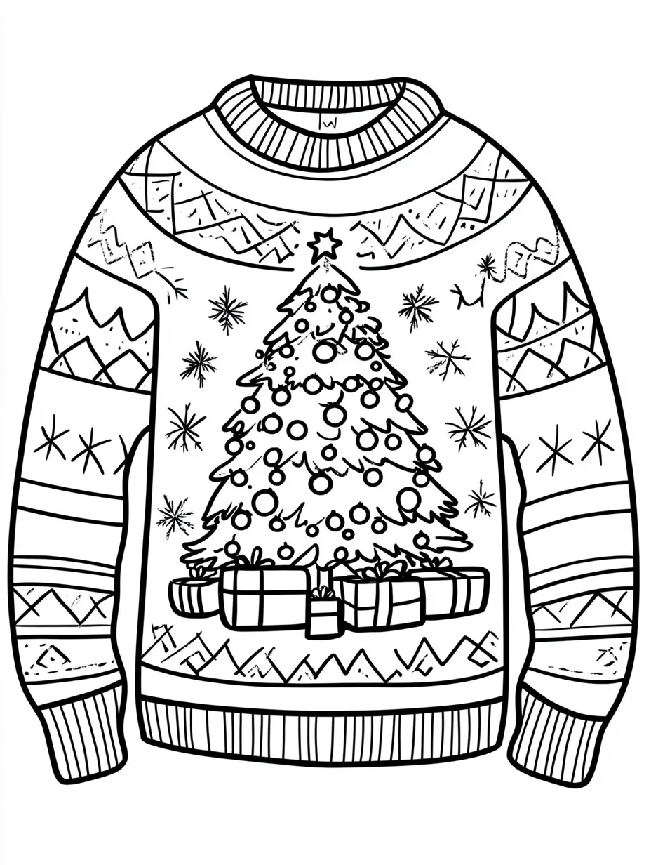 easy Ugly Christmas Sweater coloring pages