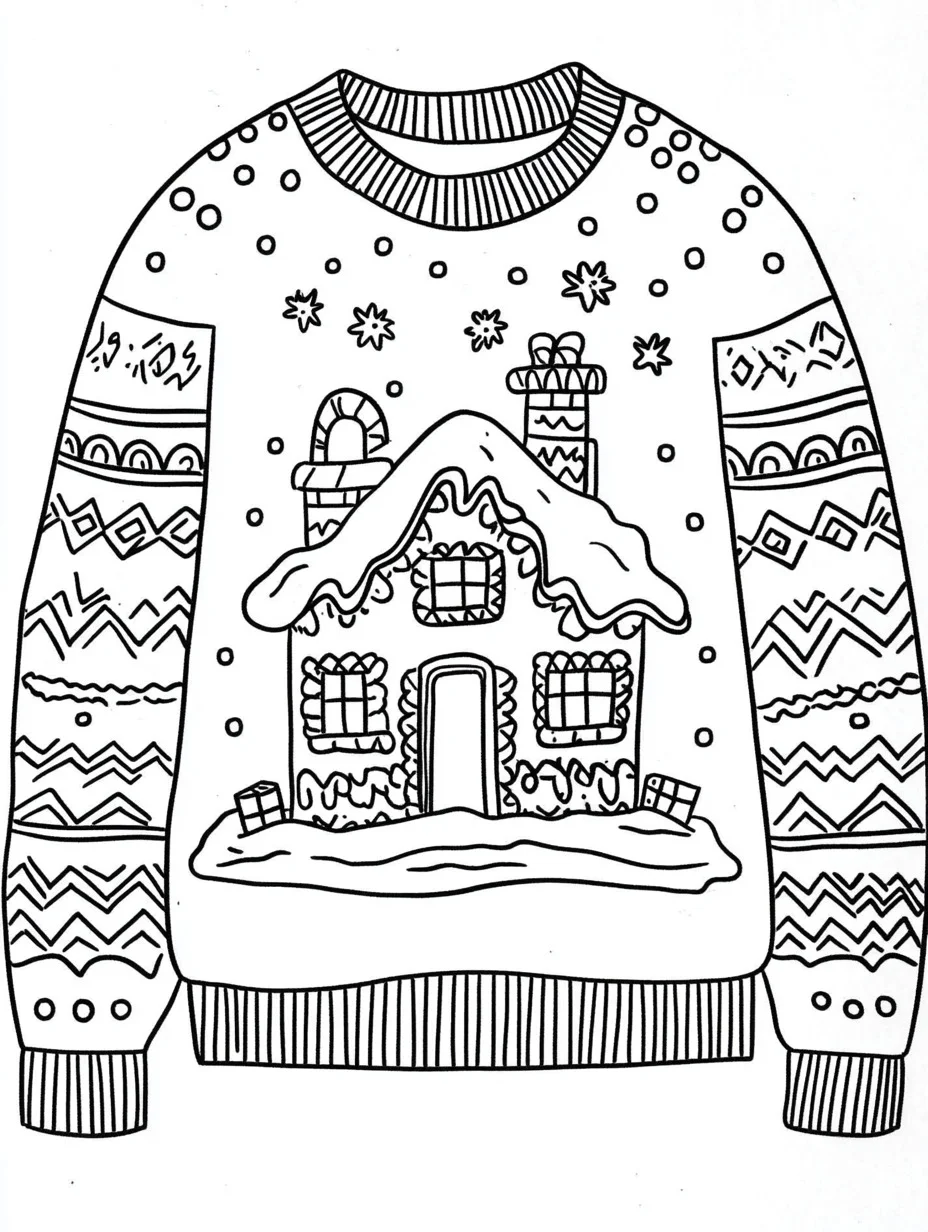 Ugly Christmas Sweater cards coloring pages