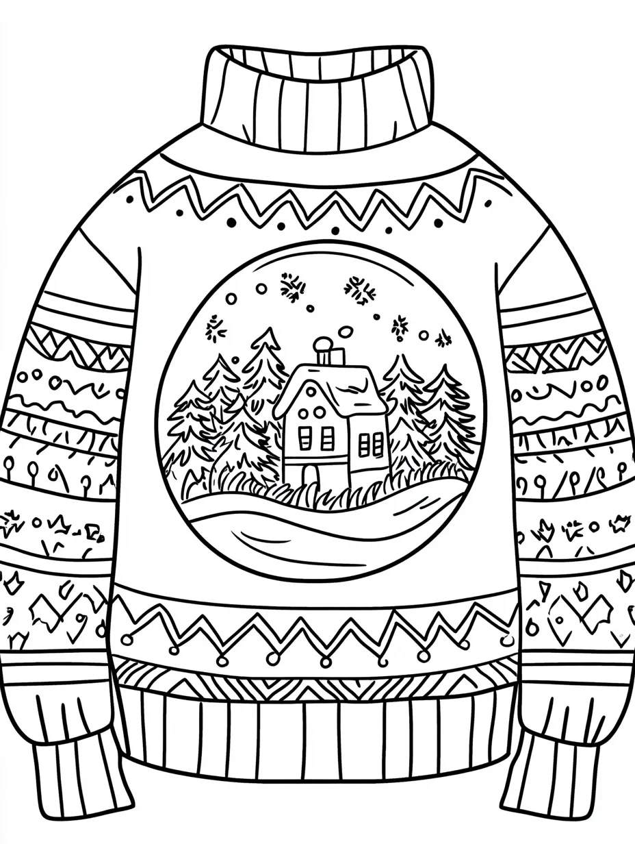 free Ugly Christmas Sweater coloring pages