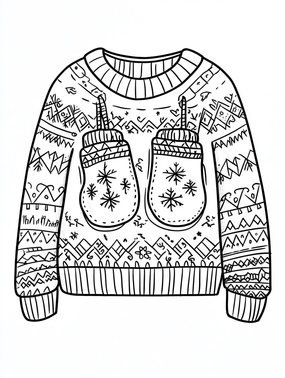 free printable Ugly Christmas Sweater coloring pages for adults