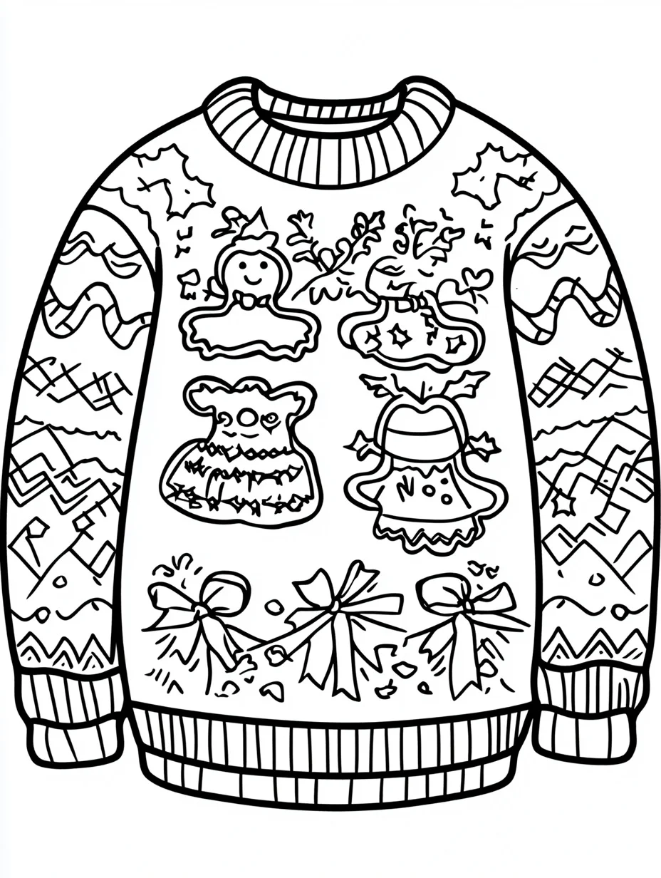 detailed Ugly Christmas Sweater coloring pages