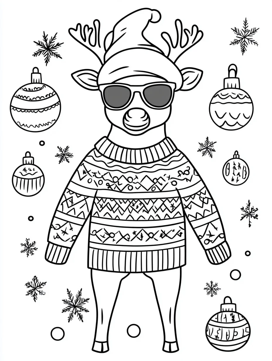 vintage Ugly Christmas Sweater coloring pages 1