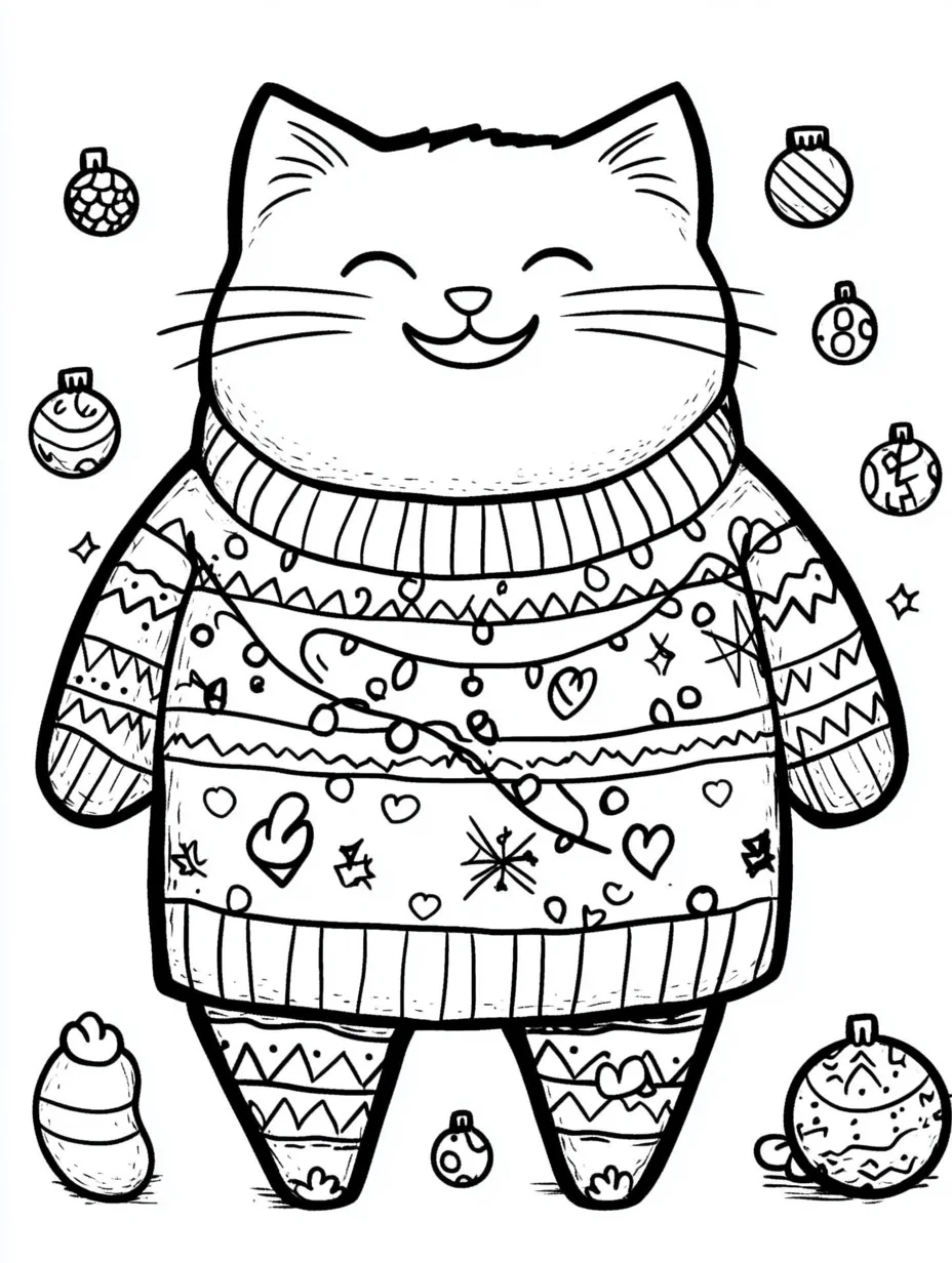 free Ugly Christmas Sweater coloring pages for adults