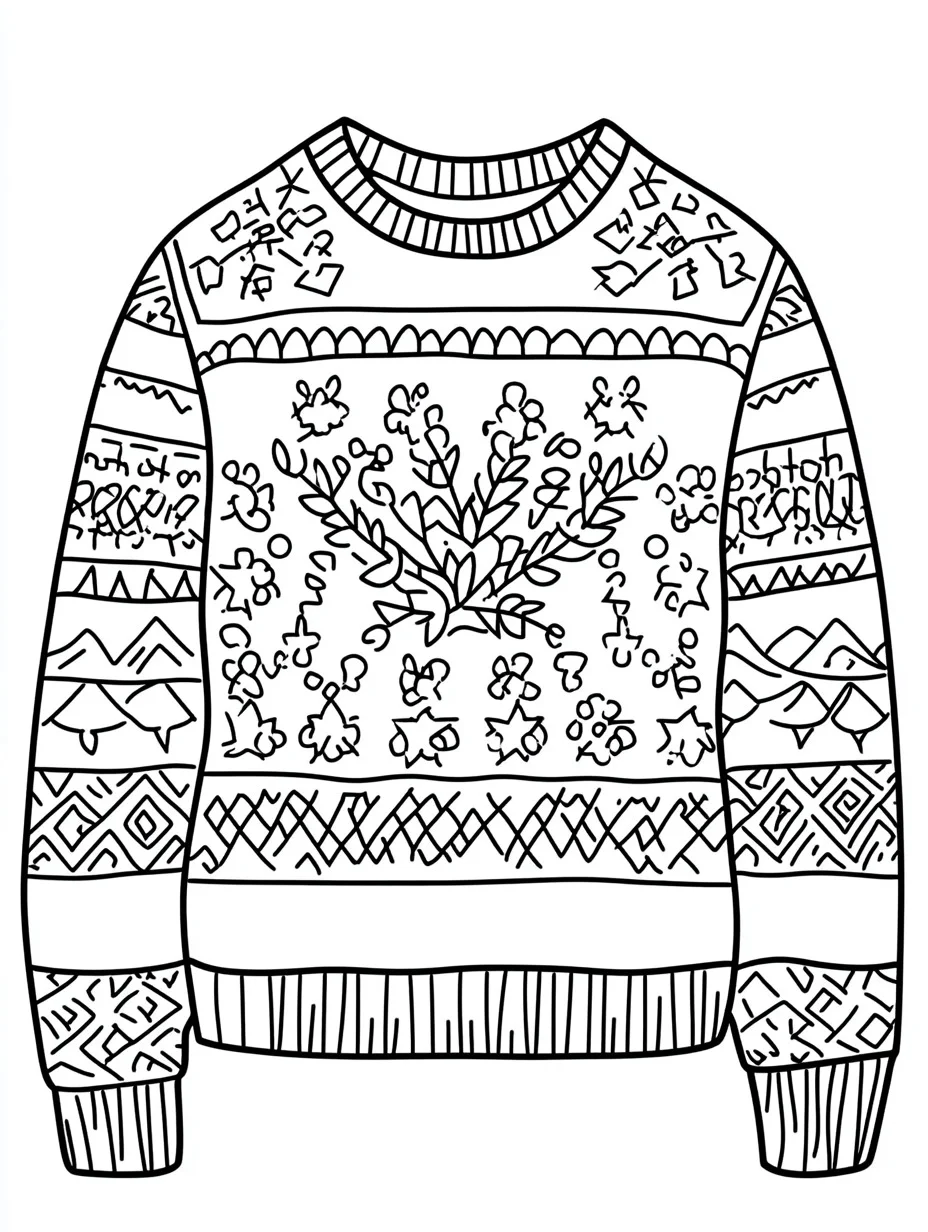 Ugly Christmas Sweater ornaments coloring pages