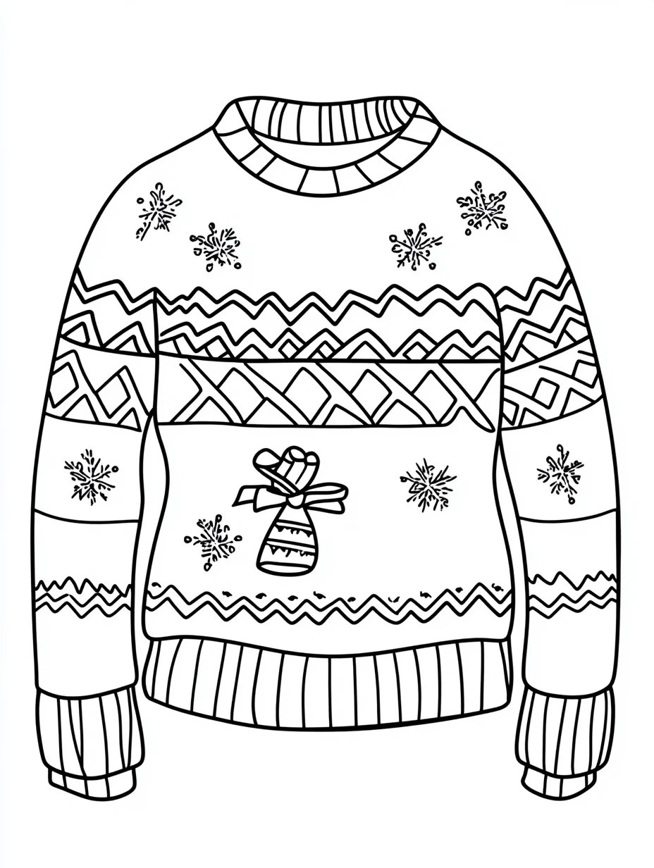 Ugly Christmas Sweater free coloring pages 1