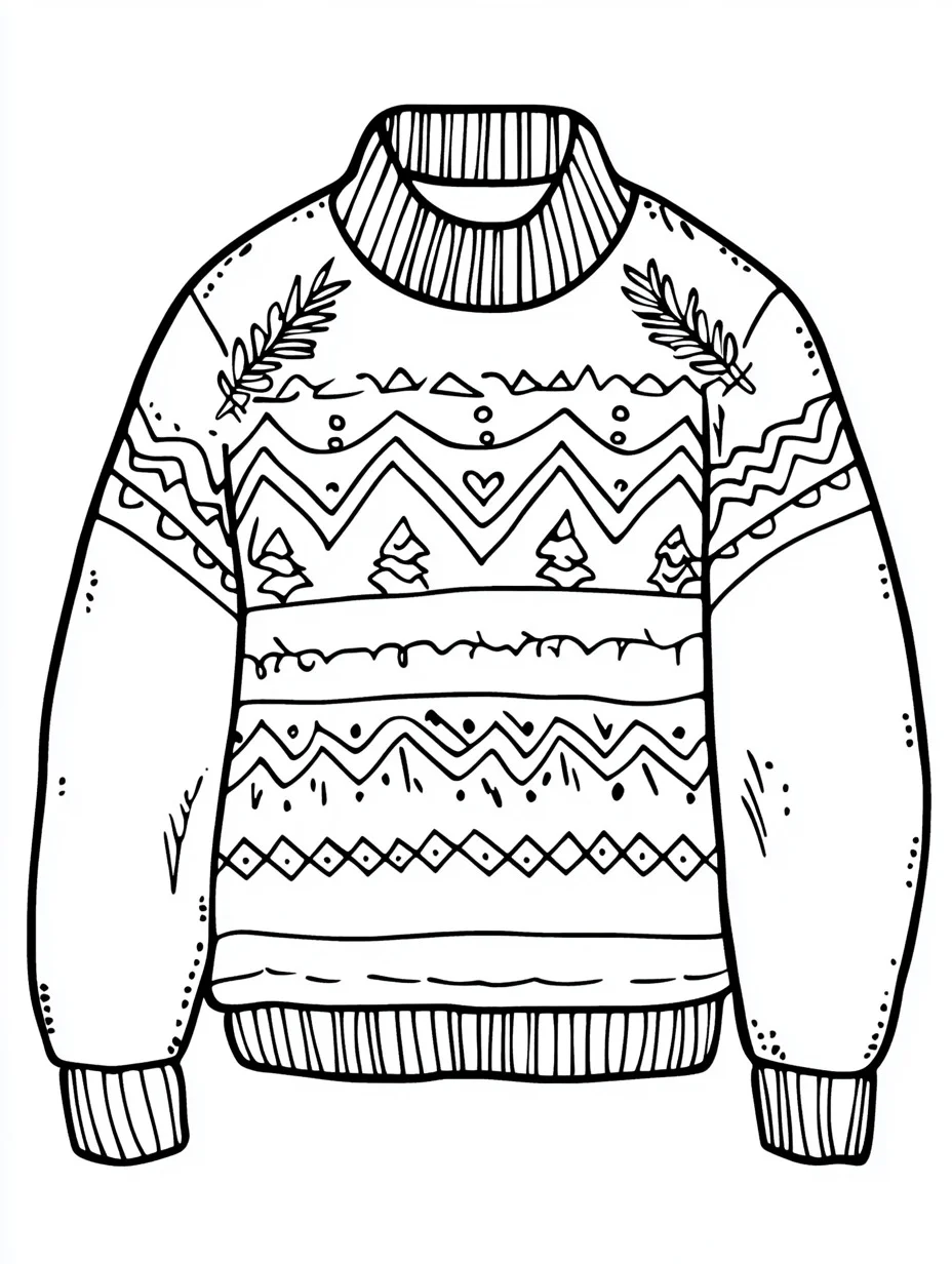 Ugly Christmas Sweater free coloring pages