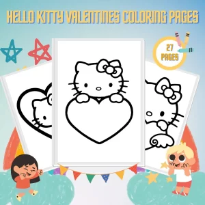 Hello Kitty Valentines Coloring Pages thumbnail